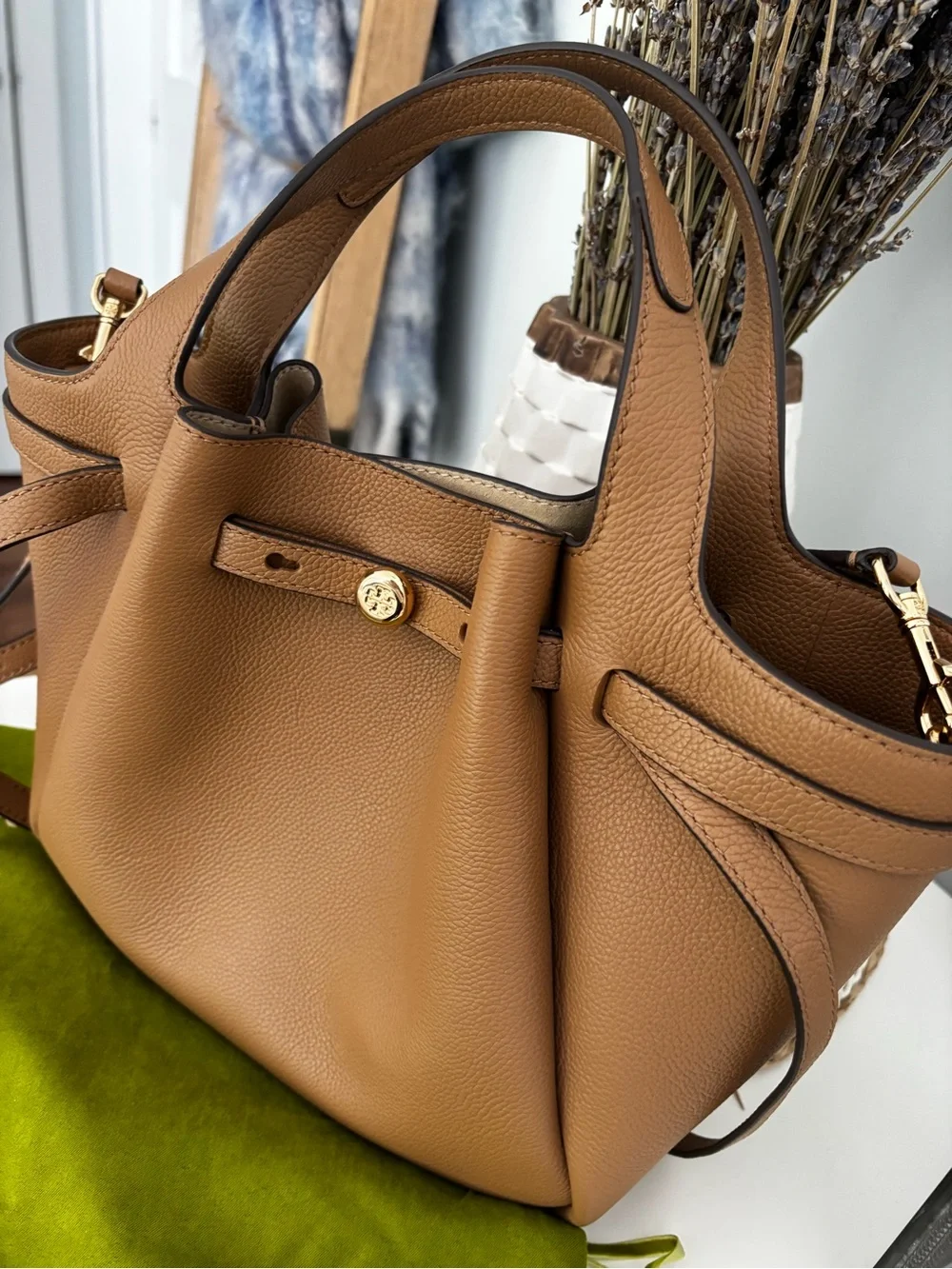 Tory Burch Pebbled Leather Crossbody in Tan